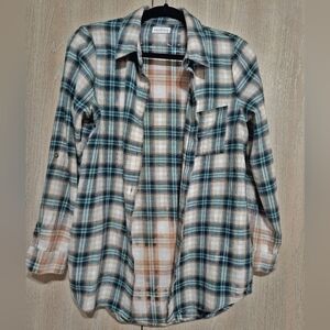 Full Tilt Acid Wash Distressed Flannel w/ Mississippi Outline Handmade